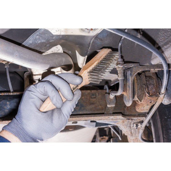 Vigor Stahl-Drahtbürste V6809-4 - 4-reihige Handbürste Buchenholz 150 Mm