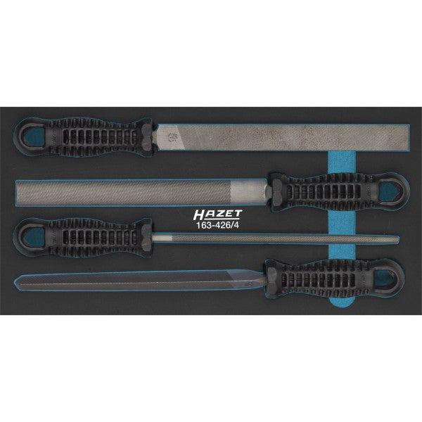 HAZET Filset 163-426/4 I 4-piece Set With 1 X Flat Stub, 1 X Half Round, 1 X Round And 1 X Threesome I Infinite Combinations I With Safety Insert System