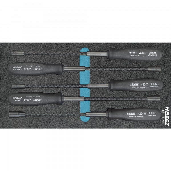Hazet 5 Pce Flexible Nut-Driver Set 163-461/5 Modular Insert Tray