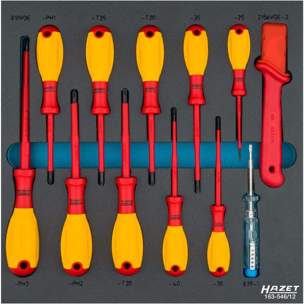 Hazet 12Pce VDE Screwdriver Set with Protective Insulation 163-546/12 Modular Insert Tray