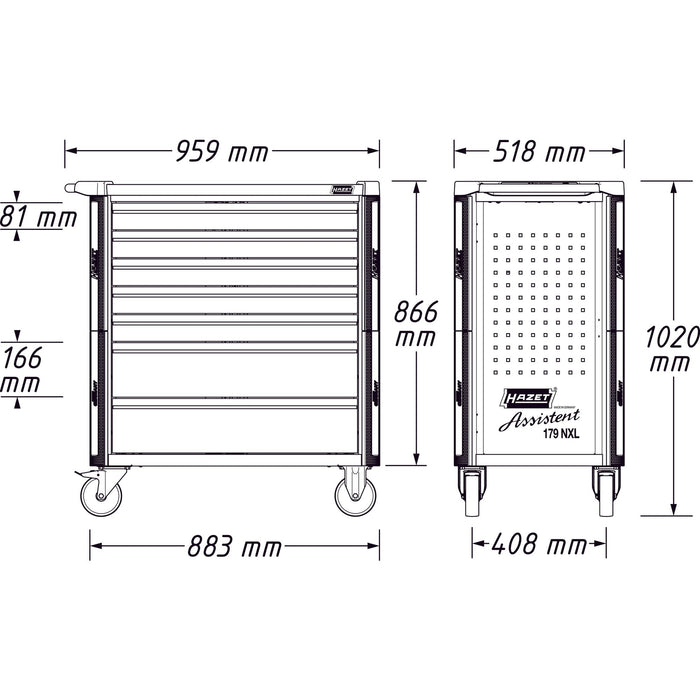 Hazet 265 Piece 7 Drawer Tool Trolley Assistent 179NXL-7/265