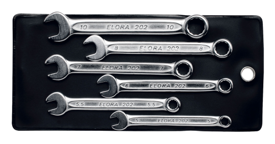 Elora 202S 4BA Combination Spanner 6 Pce Set Extra Short