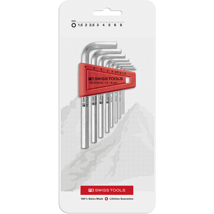 PB Swiss 8 Pce Metric Hexagon Key L-Wrench Set in Blister Pack (1.5-8mm)