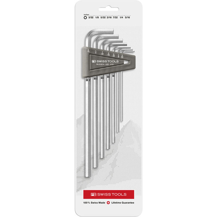 PB Swiss 7 Pce Imperial Long Arm Hex Key L-Wrench Set in Blister Pack (3/32