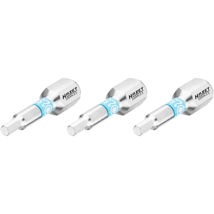 Hazet Hexagon Bit 2.5mm 3 Pack 2204N-2.5/3