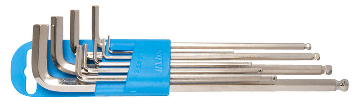 Unior 220/3SLPH Ball End Hex Wrenches, Long Type on Plastic Clip, 9 Pce