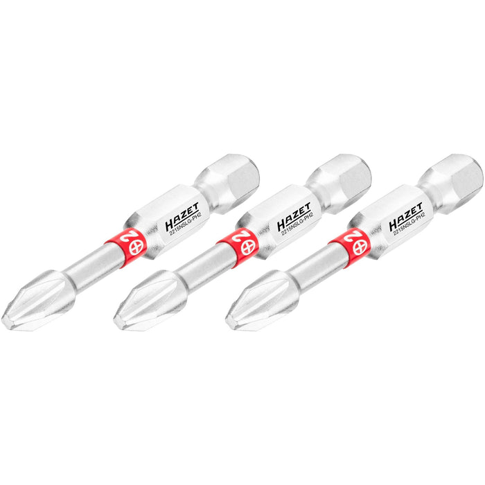 Hazet Long Phillips Bit PH2 3 Pack 1/4in Hex 2215NSLG-PH2/3