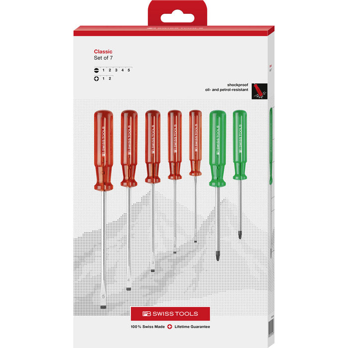 PB Swiss 7 Pce Slotted & Phillips Classic Screwdriver Set in Box