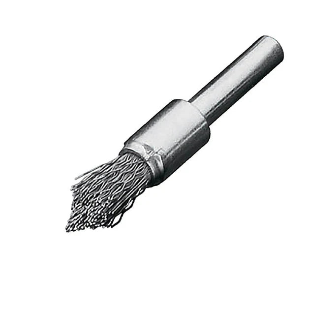 Lessmann End Brushes with 6mm Shank pointed Dia 12mm Long 60mm Steel Wire