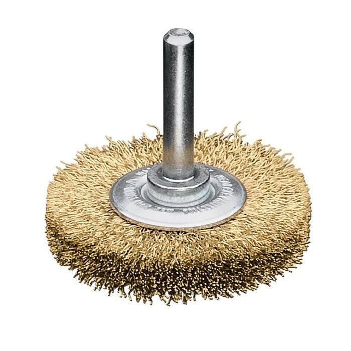 Lessmann Wheel Brush with 6mm Shank Dia 70mm Brass Wire MES Crimped