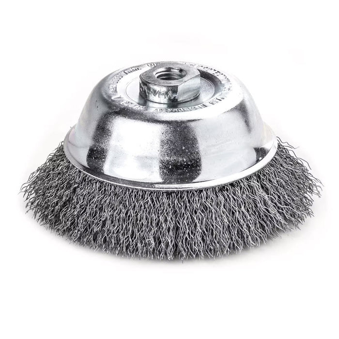 Lessmann Wavy Cup Brush Dia 125mm Steel Wire STA Crimped 0.35mm Thread M14