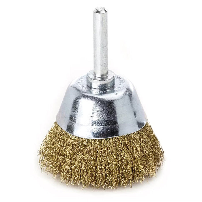 Lessmann Surface Brush with 6mm Shank Dia 50mm Brass Wire MES Crimped