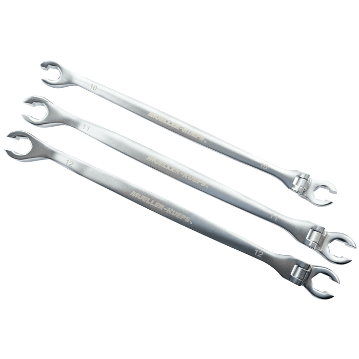 Mueller XL Brake Line Wrench Kit - Flare Nut Wrenches (10-11-12mm)