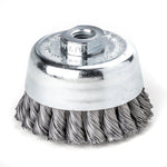 Lessmann Knot Cup Brush Dia 75mm 20 Knots Steel Wire STH Straight 0.35mm Thread M14