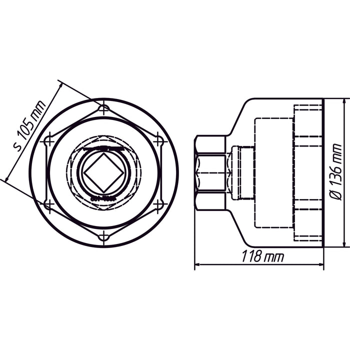 Hazet Commercial Vehicle Axle Nut Socket Set Daf Renault Volvo 4937-105/2 Square, Hollow 25mm (1in) Outside Hexagon Profile 105mm Number Of Tools: 2