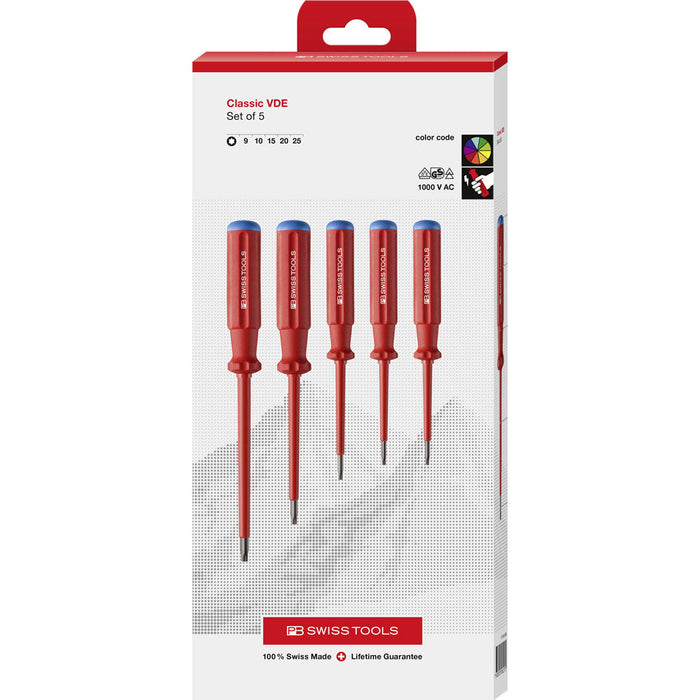 PB Swiss 5 Pce Torx® Classic VDE Screwdriver Set in Box