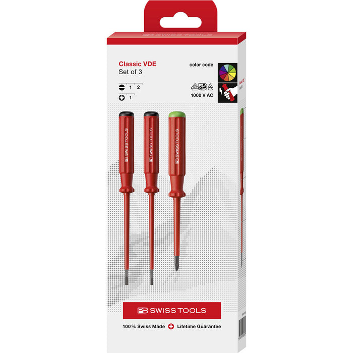 PB Swiss 3 Pce Classic VDE SL & PZ Screwdriver Set in Box