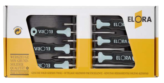 Elora Screwdriver Set Stainless plain and cross slot 6 Pce 583 S6K-ST