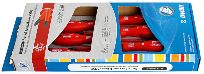 Unior 603CS6AVDE Set of VDE Screwdrivers 6 Pce