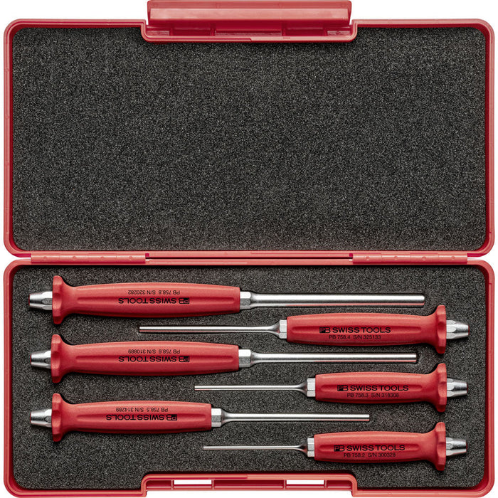 PB Swiss Pin Punch, Drift Punch, Octagonal 6 Pce Set in ToolBox For