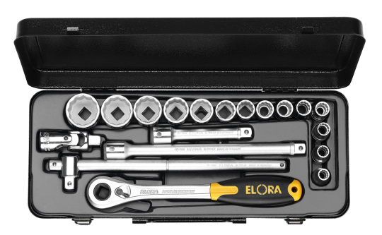 Elora Socket Set 1/2in bi-hexagon 19 Pce 10-32mm 770-LINDMK