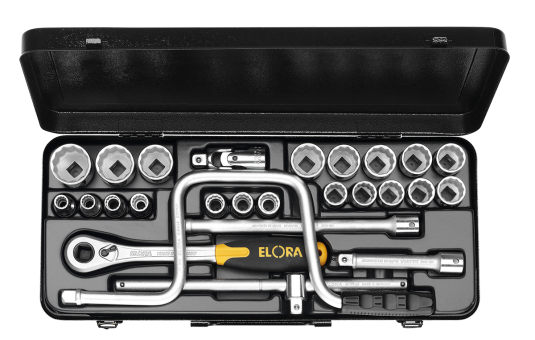 Elora Socket Set 1/2in bi-hexagon 26 Pce 3/8in-1.1/4in AF 770-LAU