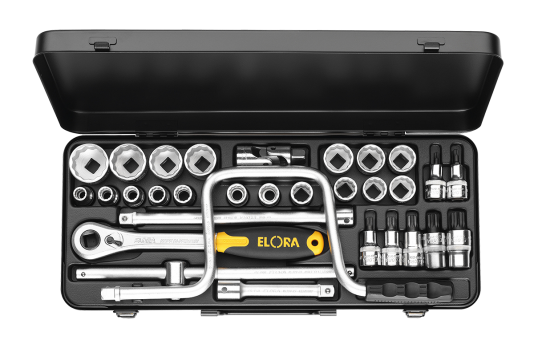 Elora Socket Set 1/2in bi-hexagon+XZN 31 Pce 10-32mm 770-LXZNK