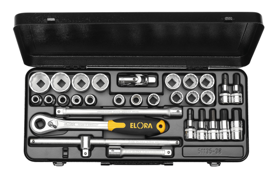 Elora Socket Set 1/2in bi-hexagon+inside-hexagon 30 Pce 10-32mm 770 ...