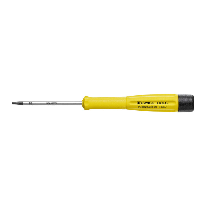 PB Swiss ESD Electronics Torx Screwdriver with Turnable Head TX8 x 60mm
