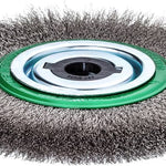 Lessmann Wavy Round Brush Dia 200mm Width 27mm Pipe Dia 50mm Reducing Ring Set 3 & Stainless Steel Wire Trim
