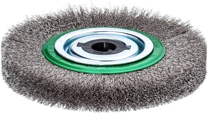 Lessmann Wavy Round Brush Dia 200mm Width 27mm Pipe Dia 50mm Reducing Ring Set 3 & Stainless Steel Wire Trim