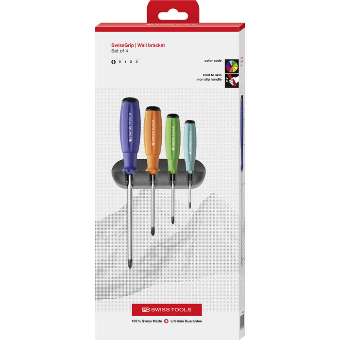 PB Swiss SwissGrip Phillips 4 Pce Screwdriver Set in Cardboard Box