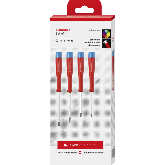 PB Swiss 4 Pce Electronics Torx Screwdriver Set in Cardboard Box