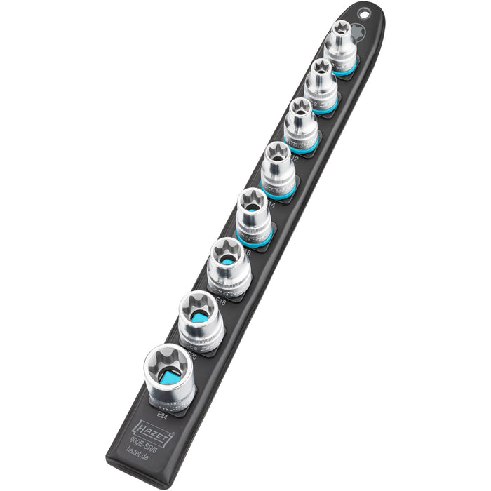 Hazet 8 Pce 1/2in Smartrail Torx Socket Set 900E-SR/8 Outside Torx Profile E10-E24
