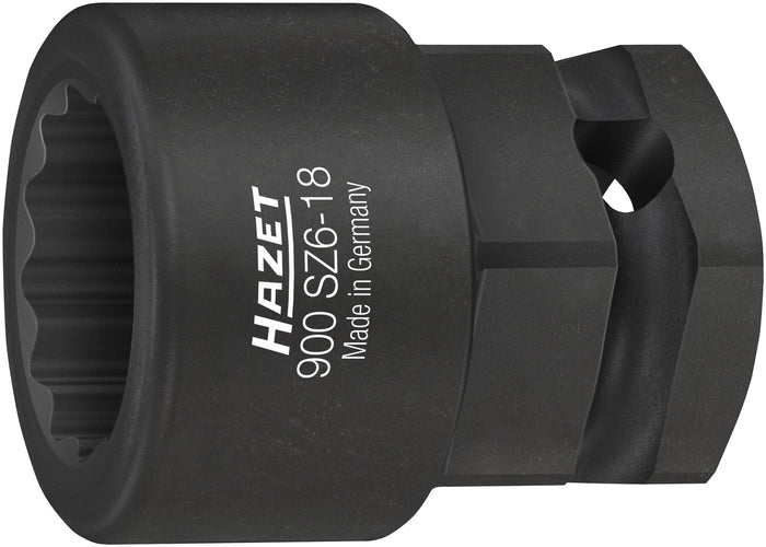Hazet 1/2in Crankshaft Socket 900SZ6-18 Outside Hexagon 24mm Outside 12-Point Traction Profile 18mm