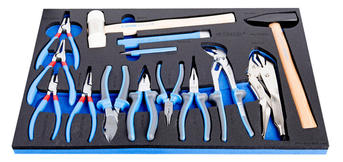 Unior 964/32ASOS BI Plier & Hammer Set in SOS Tool Tray, 14 Pce