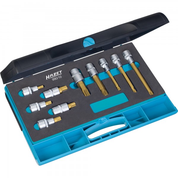 Hazet 10 Pce 1/2in Screwdriver Socket XZN Set 990/10