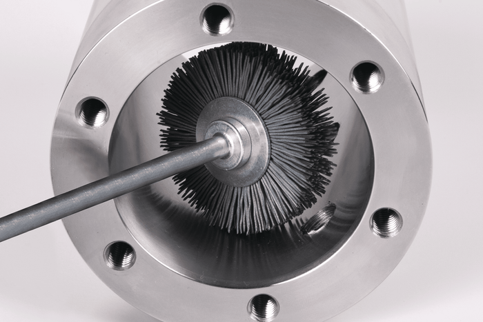 Lessmann Wheel Brush 6mm Shank Plastic Bonded Dia 76 x 8mm Tube 10mm Steel Wire STA Crimped 0.3mm