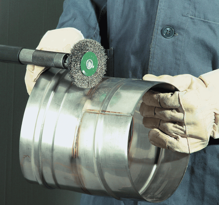 Lessmann Wheel Brush 6mm Shank Plastic Bonded Dia 76 x 8mm Tube 10mm Steel Wire STA Crimped 0.3mm