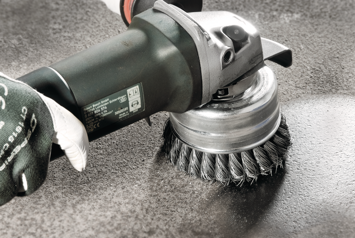 Lessmann Knot Cup Brush Dia 65mm 18 Z Steel Wire STH Straight 0.50mm Thread M14