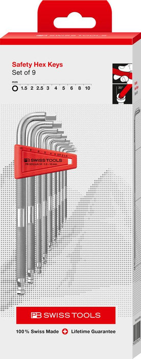 PB Swiss 3212 LH Safety Hex Key with Ball Point L-Wrench Set in Plastic Holder & Box
