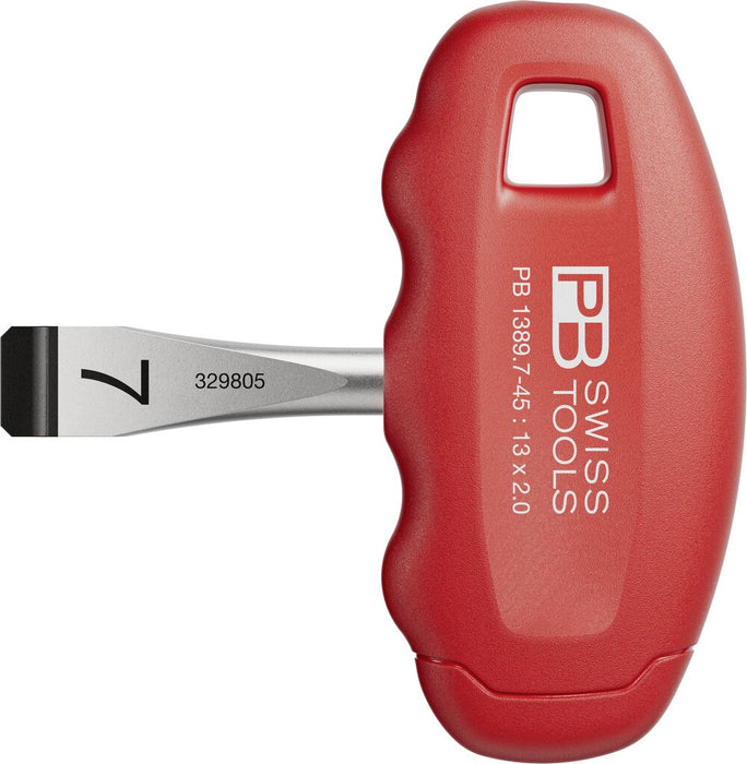 PB Swiss Slotted Cross-Handle Screwdriver 13mm with Finger Grooves in Skin Pack