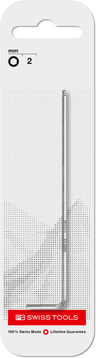 PB Swiss 212.L2 Key L-Wrench 2mm Long with Ball Point in Skin Pack