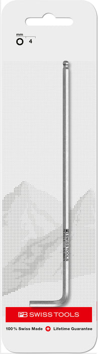 PB Swiss 212.L4 Key L-Wrench 4mm Long with Ball Point in Skin Pack