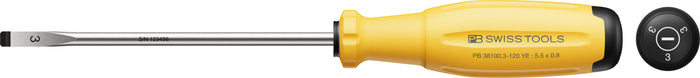 PB Swiss RainBow SwissGrip Evo Slotted Screwdriver 0.8 x 5.5 x 120mm Yellow