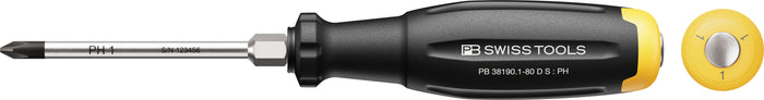PB Swiss SwissGrip Evo Phillips Screwdriver with Hex Wrench Section & Go Through Blade PH1 x 80mm