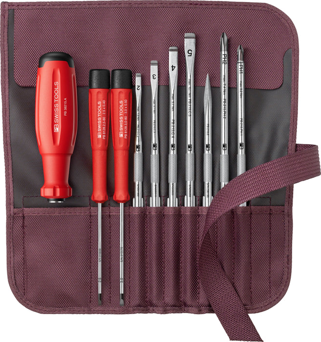 PB Swiss SwissGrip Evo SL & PH Interchangeable Blade Set in Roll-Up Case 9 Piece