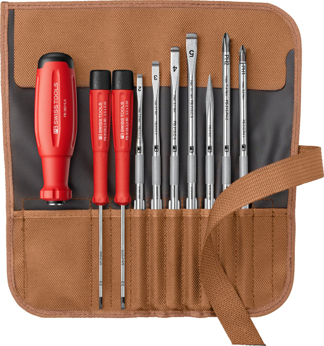 PB Swiss SwissGrip Evo SL & PH Interchangeable Blade Set in Roll-Up Case 9 Piece