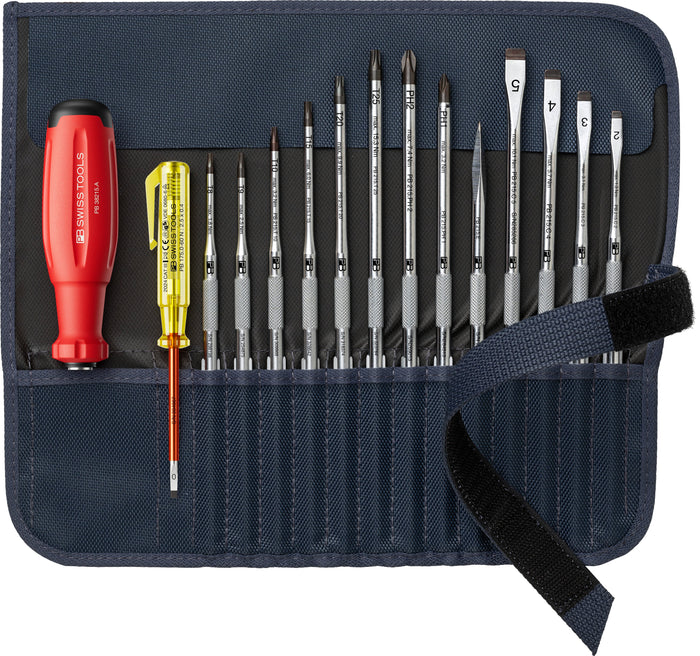 PB Swiss SwissGrip Evo PH & TX Interchangeable Blade Set in Roll-Up Case 14 Piece