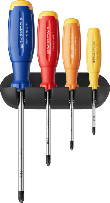 PB Swiss 38242 RainBow SwissGrip Evo Phillips Screwdriver Set with Wall Bracket in Box